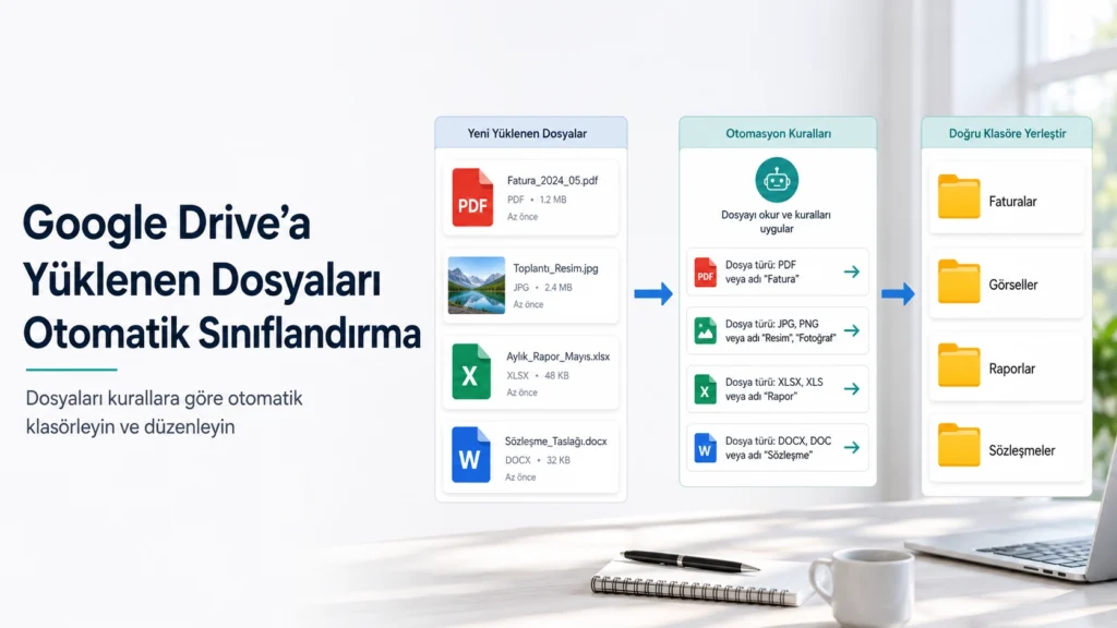 Google Drive'a Yüklenen Dosyaları Otomatik Sınıflandırma google drive'a yüklenen dosyaları otomatik sınıflandırma