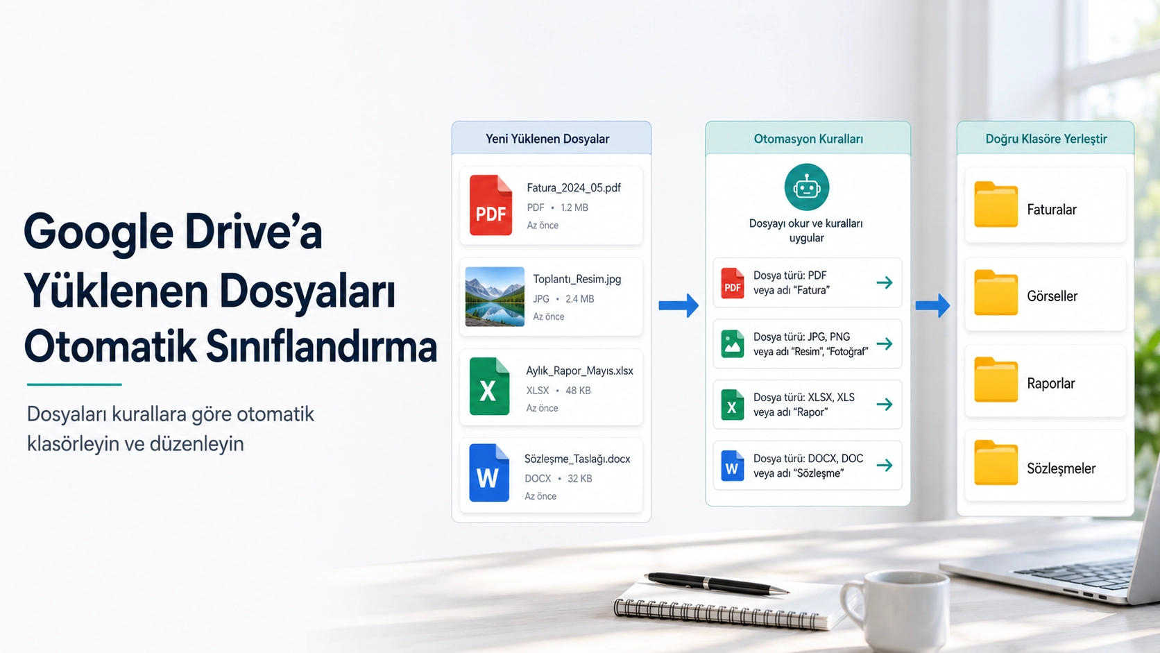 google drive'a yüklenen dosyaları otomatik sınıflandırma