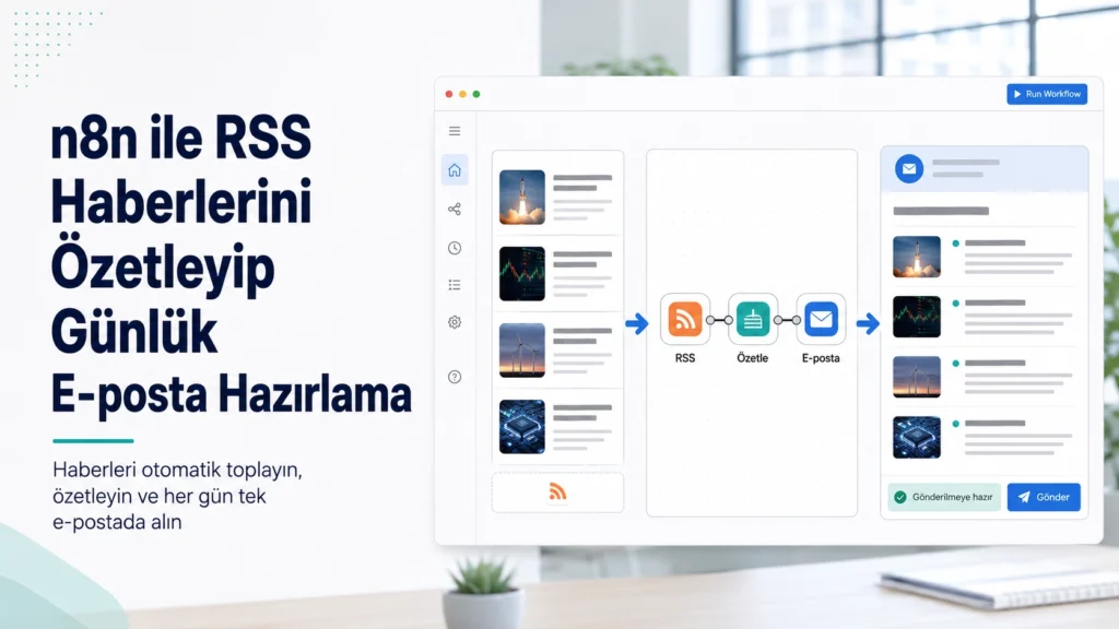 n8n ile RSS Haberlerini Özetleyip Günlük E-posta Hazırlama rss haberlerini Özetleyen n8n otomasyonu