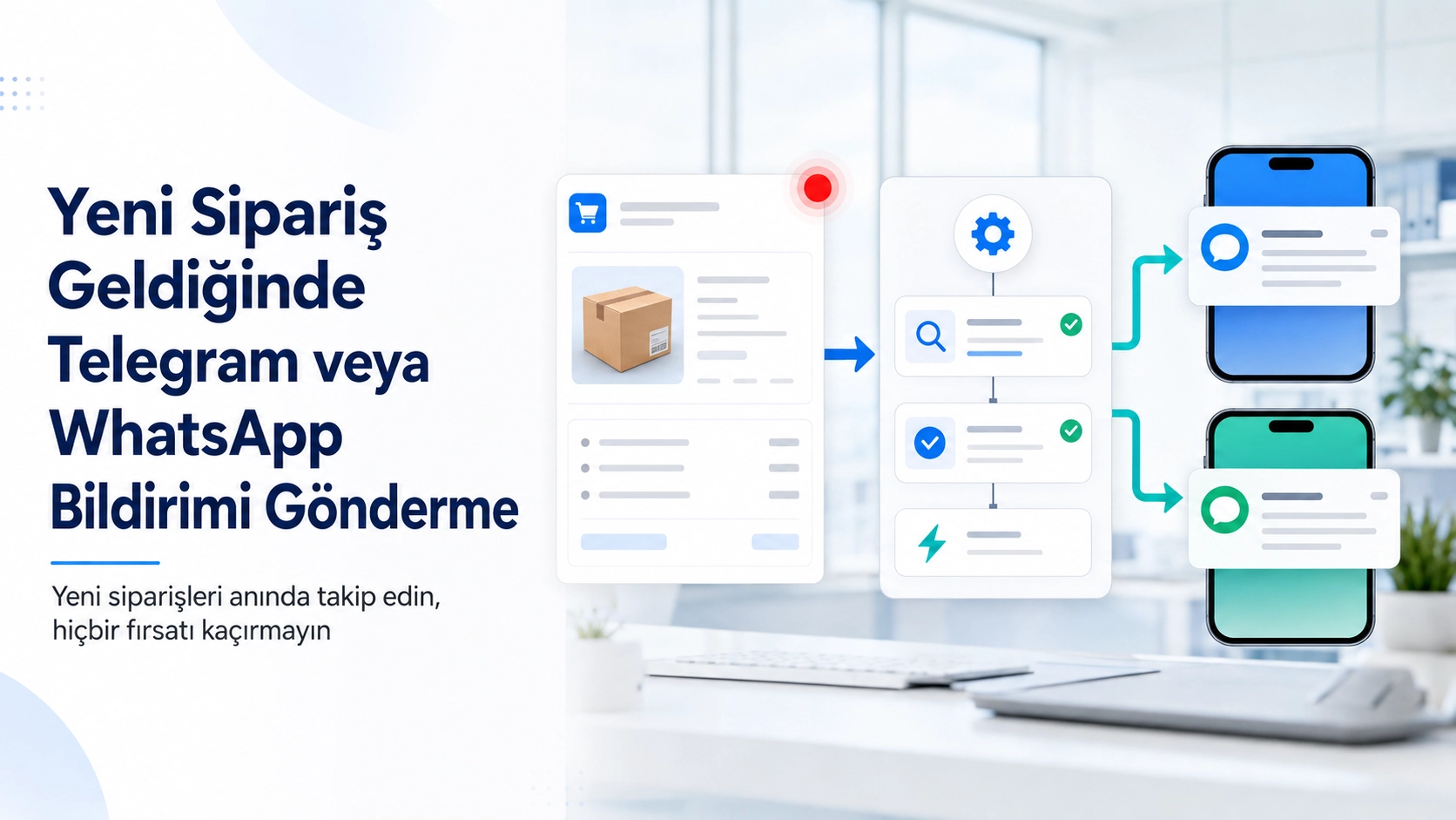 yeni siparişte anında mesaj bildirimi